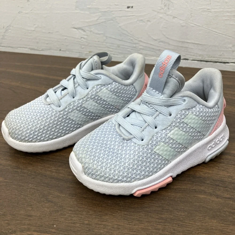 Adidas Racer TR 2.0 Sneakers Slip On Shoes Grey Pink School Toddler Girls 6K